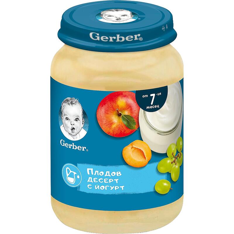 Гербер Детско Пюре Плодов Десерт Йогурт 190г