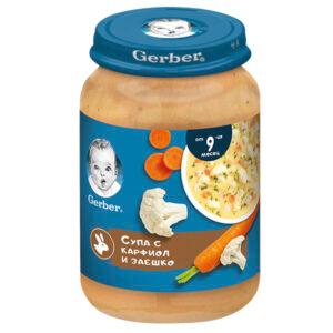 Гербер Детско Пюре Супа Карфиол Заешко 190г