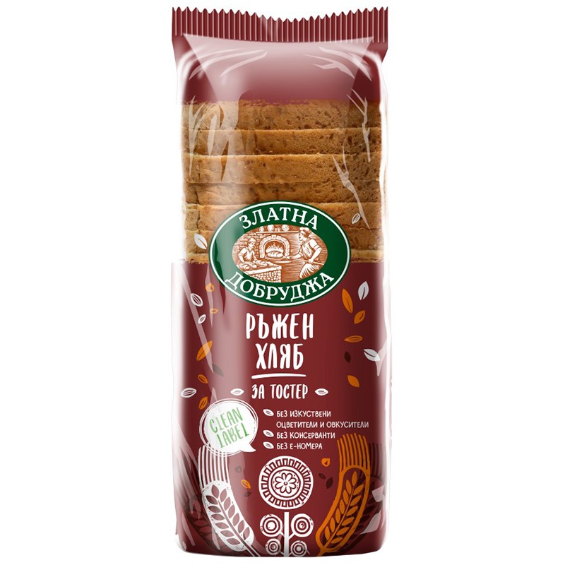 Златна Добруджа Хляб Тост Пшенично Ръжен 500г