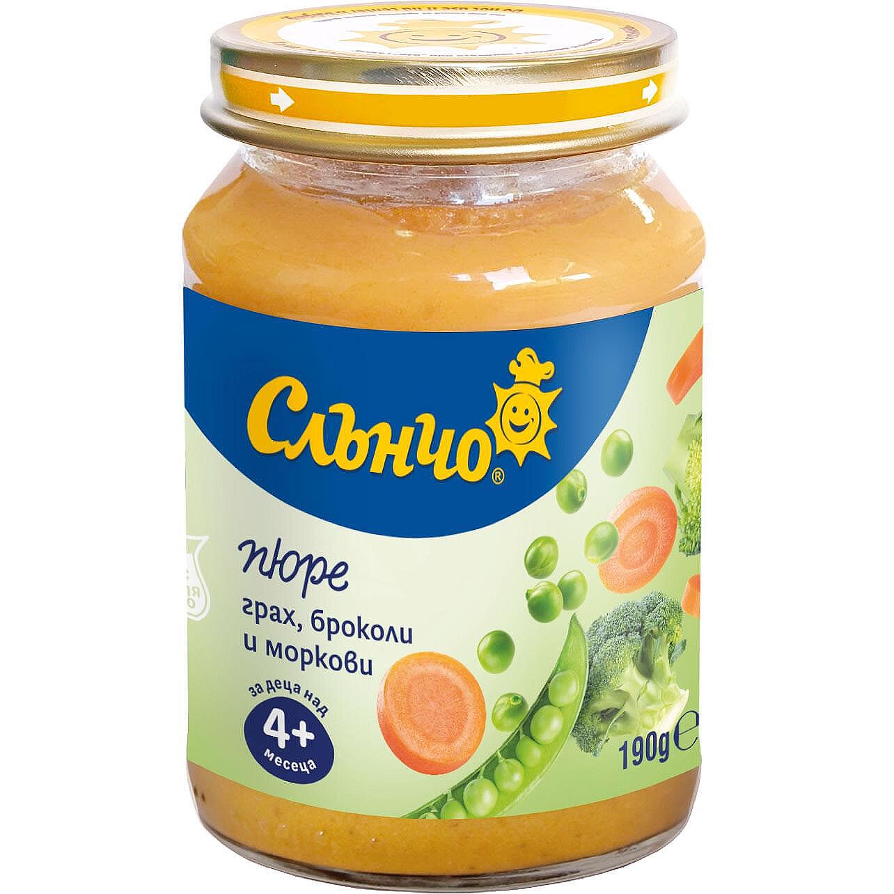 Слънчо Пюре грах, броколи, моркови 4+190