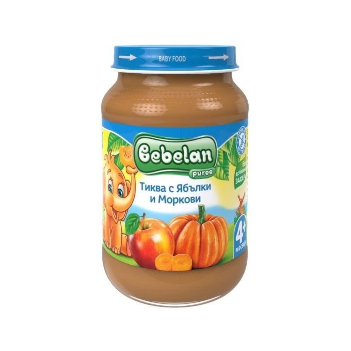 Bebelan Puree Бебешко пюре Тиква с ябълки и морков 4+ 190 гр