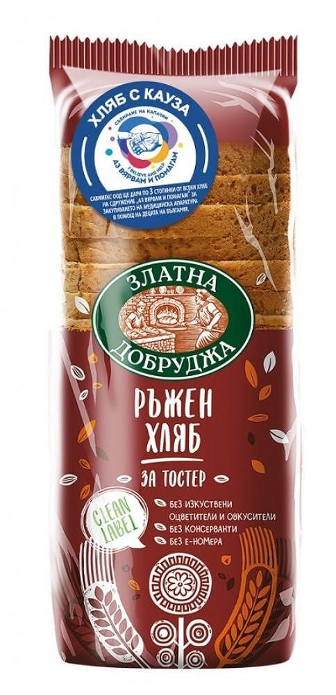 Хляб ЗЛАТНА ДОБРУДЖА ръжен тостер 500 г
